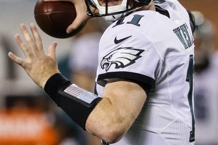 Quarterback Carson Wentz #11 of the Philadelphia Eagles looks to pass the football against the Chicago Bears in the first half at Soldier Field on September 19, 2016 in Chicago, Illinois.  (Jonathan Daniel/Getty Images)