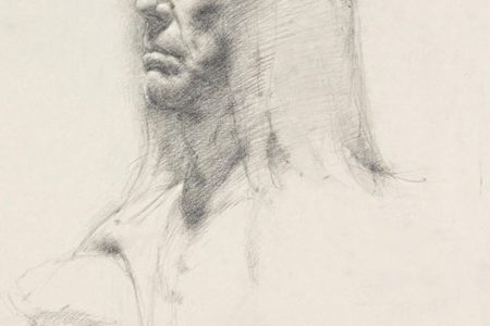 Tobias Hall, Untitled (Seated pose, detail of face), from Iggy Pop Life Class, 2016. Graphite pencil with touches of white chalk on paper. Brooklyn Museum Collection. (Sarah DeSantis/Brooklyn Museum)