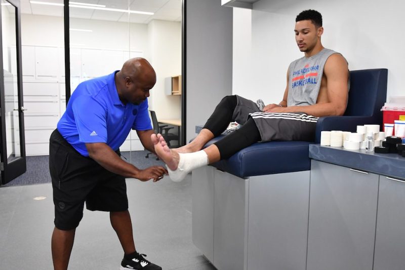 CAMDEN, NJ- SEPTEMBER 23: Ben Simmons #25 of the Philadelphia 76ers at the official opening of The Philadelphia 76ers Training Complex on September 23, 2016 in Camden, New Jersey. NOTE TO USER: User expressly acknowledges and agrees that, by downloading and/or using this Photograph, user is consenting to the terms and conditions of the Getty Images License Agreement. Mandatory Copyright Notice: Copyright 2016 NBAE (Photo by Jesse D. Garrabrant/NBAE via Getty Images)