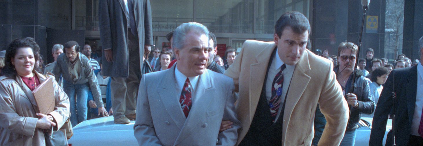 Mob boss John Gotti outside court during a lunch break. 