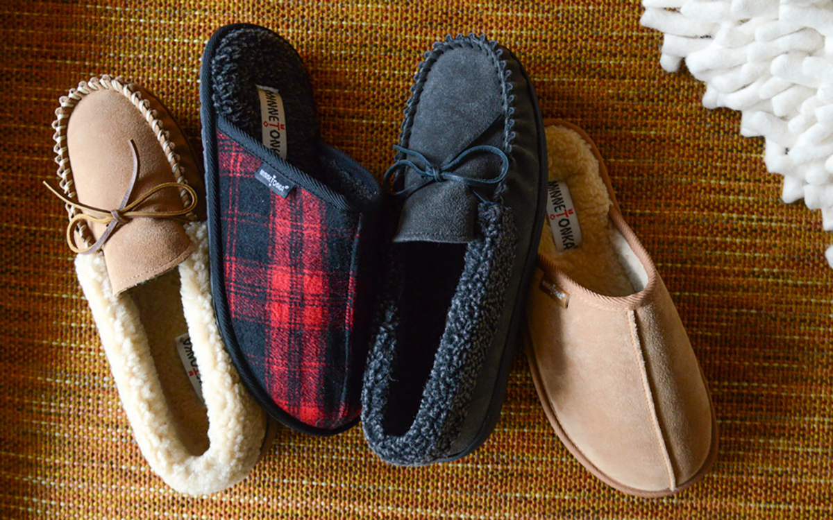 mens plaid house slippers