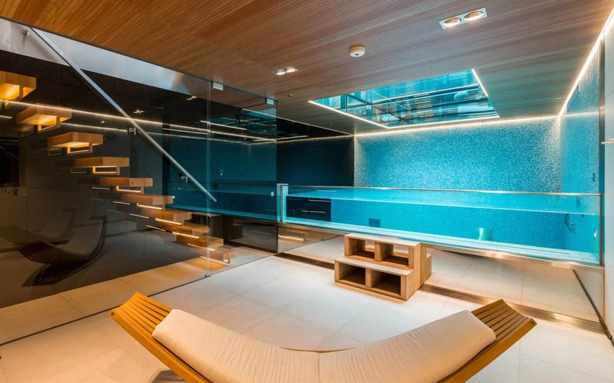 indoor swimming pool in basement