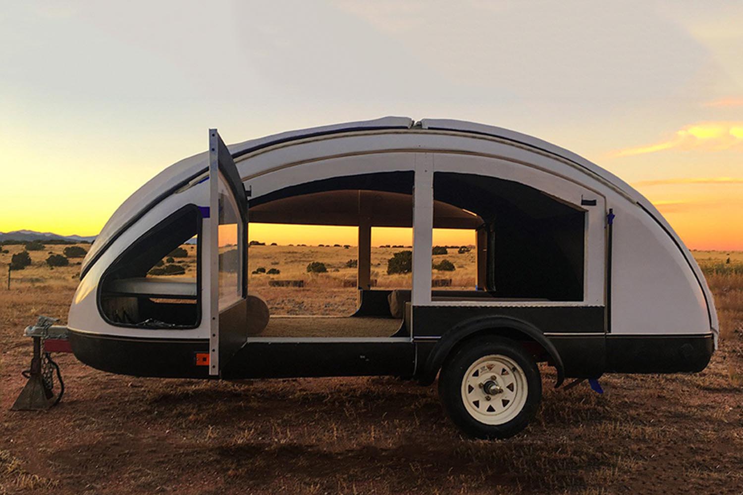light weight camper with outdoor kitchen