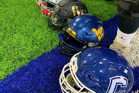 Senior Bowl helmets