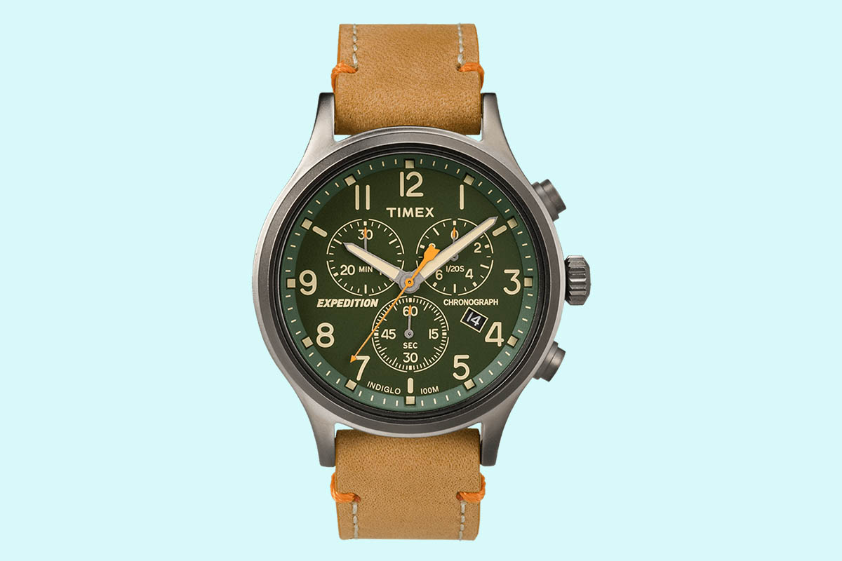 Expedition scout chronograph discount 42mm leather strap watch