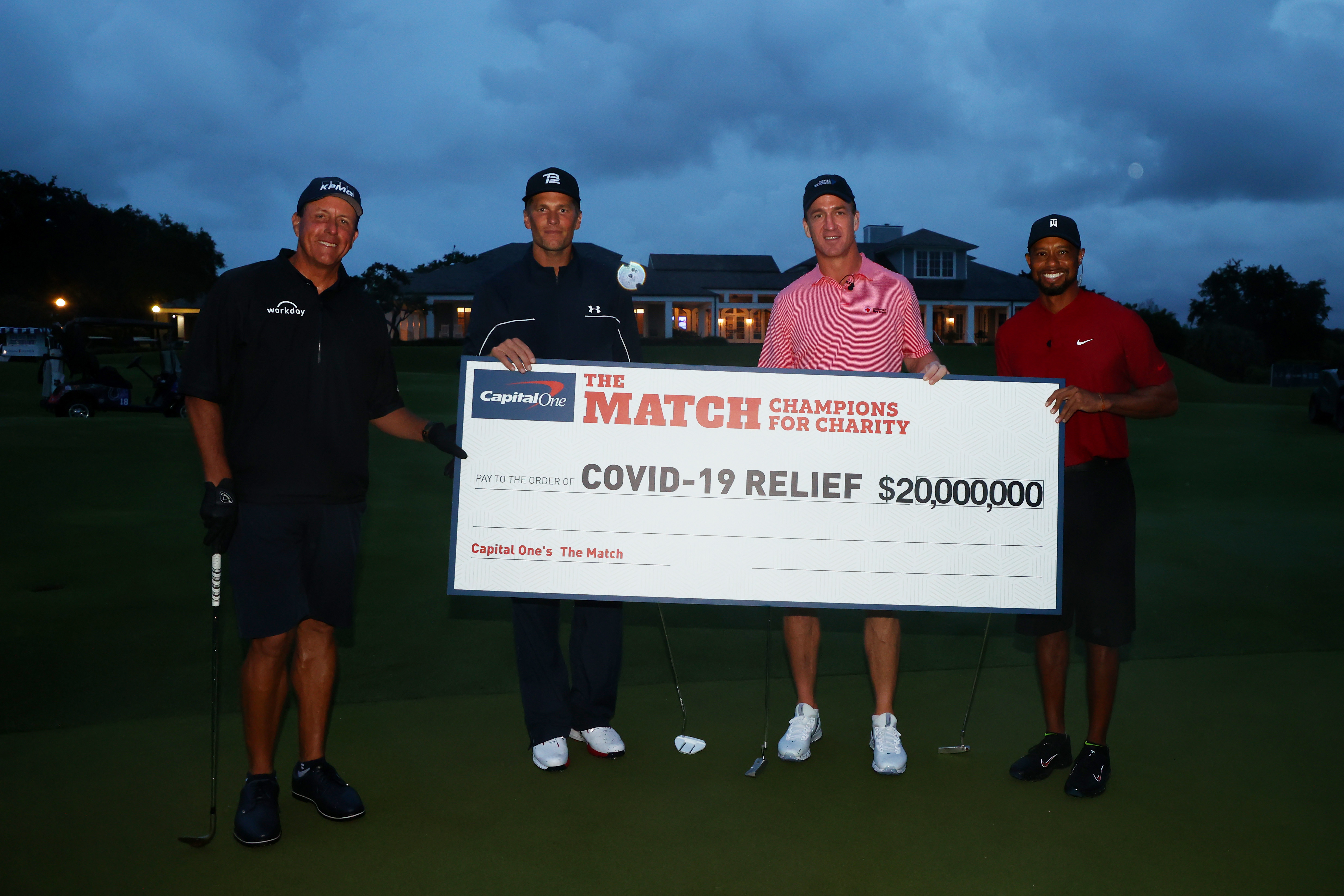 Tiger Woods And Peyton Manning Defeat Phil Mickelson And Tom Brady