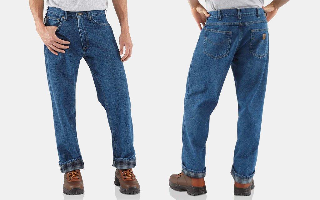wrangler flannel lined carpenter jeans