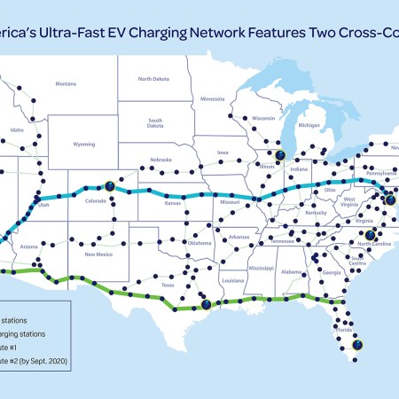 Electrify America map of electric vehicle charging station network