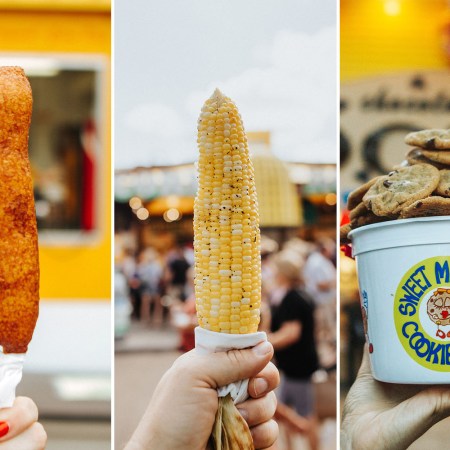 A corn dog, roasted corn on the cob and Sweet Martha's cookies from the Minnesota State Fair