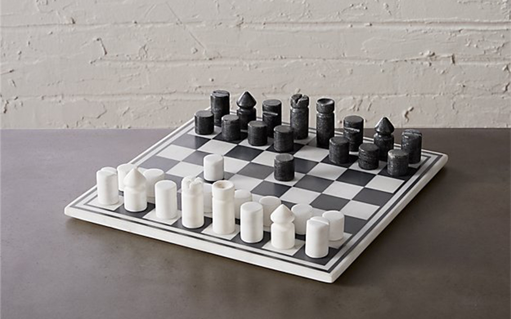  The Queen's Gambit White Marble 15 Inch Chess Board Inlaid  with Carnelian Blocks & Chess Coins, Chess Piece Names, Chess Unblocked :  Home & Kitchen