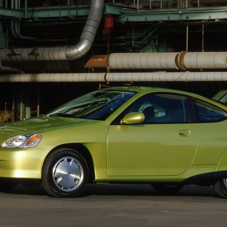 2000 Honda Insight hybrid car in the color citrus yellow metallic