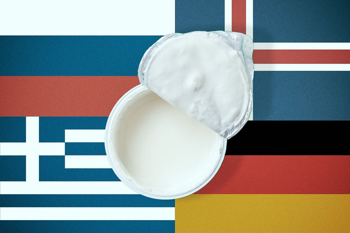 Country made. Different National Flags. Best Yogurt.