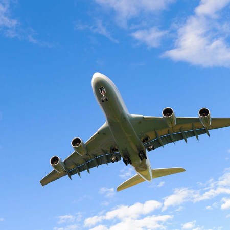 Lufthansa Airbus A 380-800 at take-off, Stuttgart, Baden-Wuerttemberg, Germany