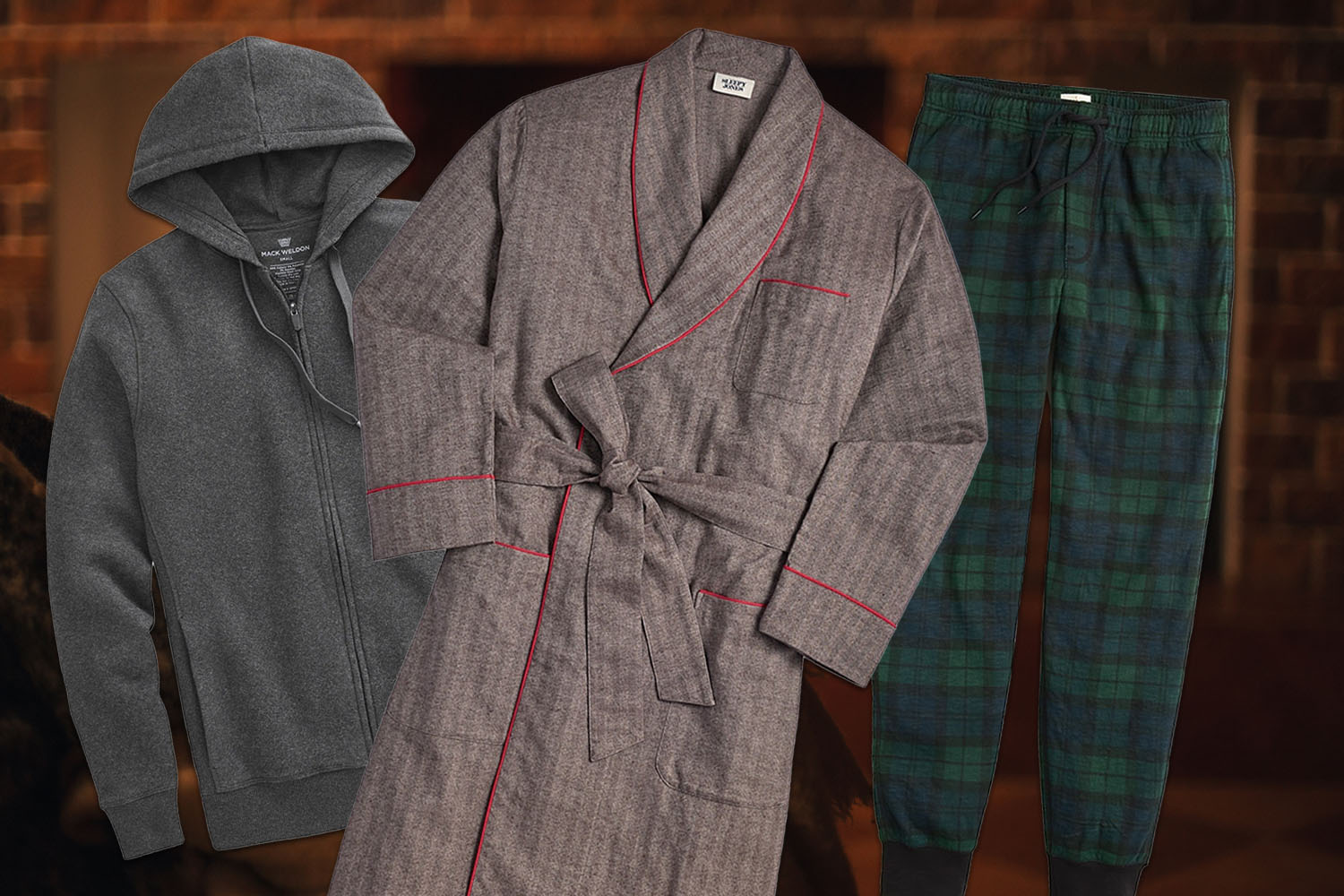 Men's Soft Cotton Knit Jersey Pajamas Lounge Set, Long Sleeve
