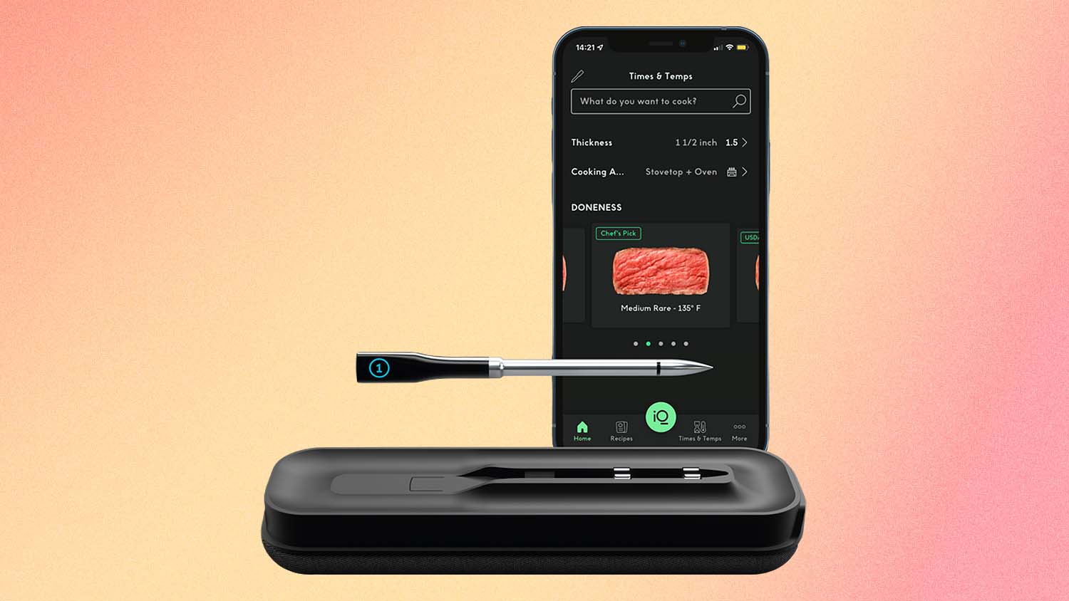 Chef iQ Smart Wireless Meat Thermometer, Unlimited Range, Bluetooth & WiFi  Enabled, Digital Cooking Thermometer with Ultra-Thin Probe for Remote