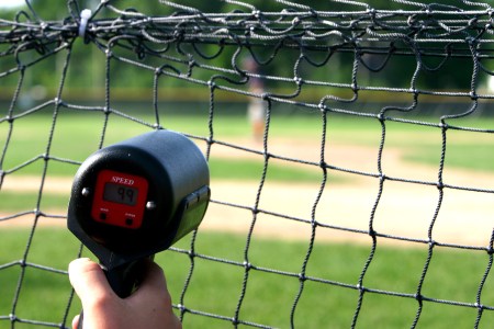 radar gun catches the speed of a fast ball