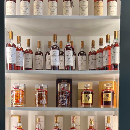 A shelf at Collezione New York, the city's first luxury spirits boutique