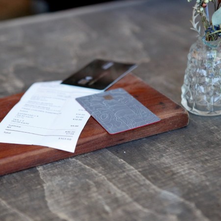 Restaurant check with credit cards