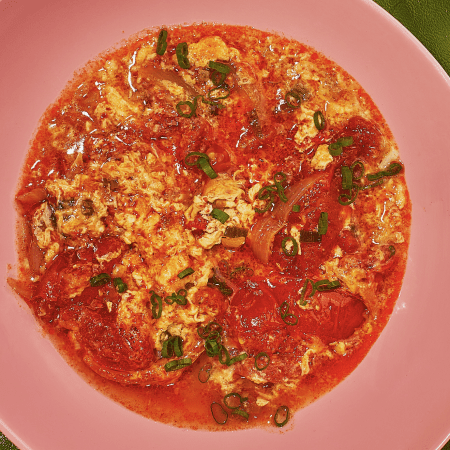 James Park's spicy tomato and egg soup.