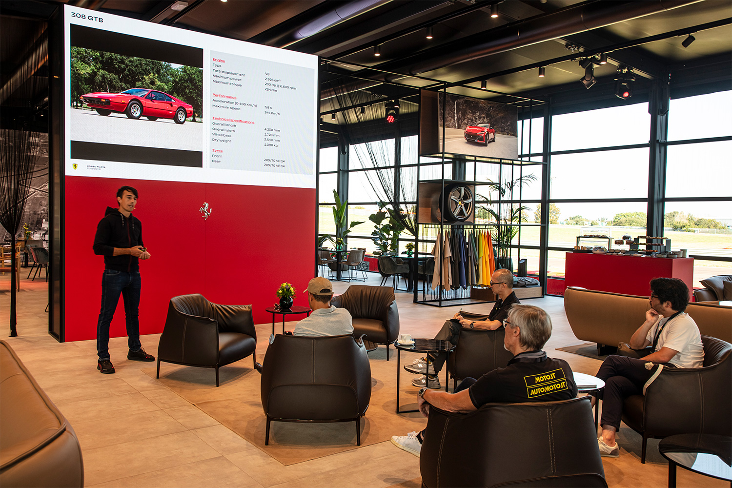 Instruction at the Fiorano Circuit before a Ferrari Corso Pilota Classiche program