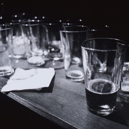 Beer glasses on a bar