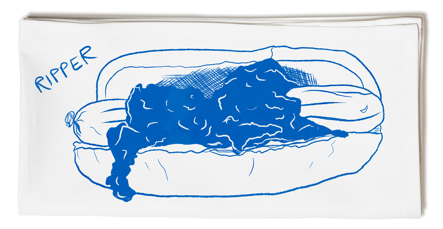 blue illustration ripper hot dog
