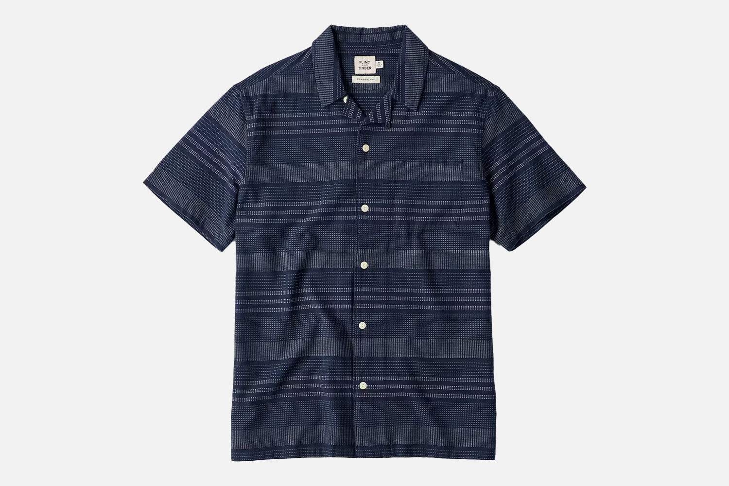The Best Camp Collar for the Season:  Flint and Tinder Camp Collar Dobby Stripe Short Sleeve Shirt