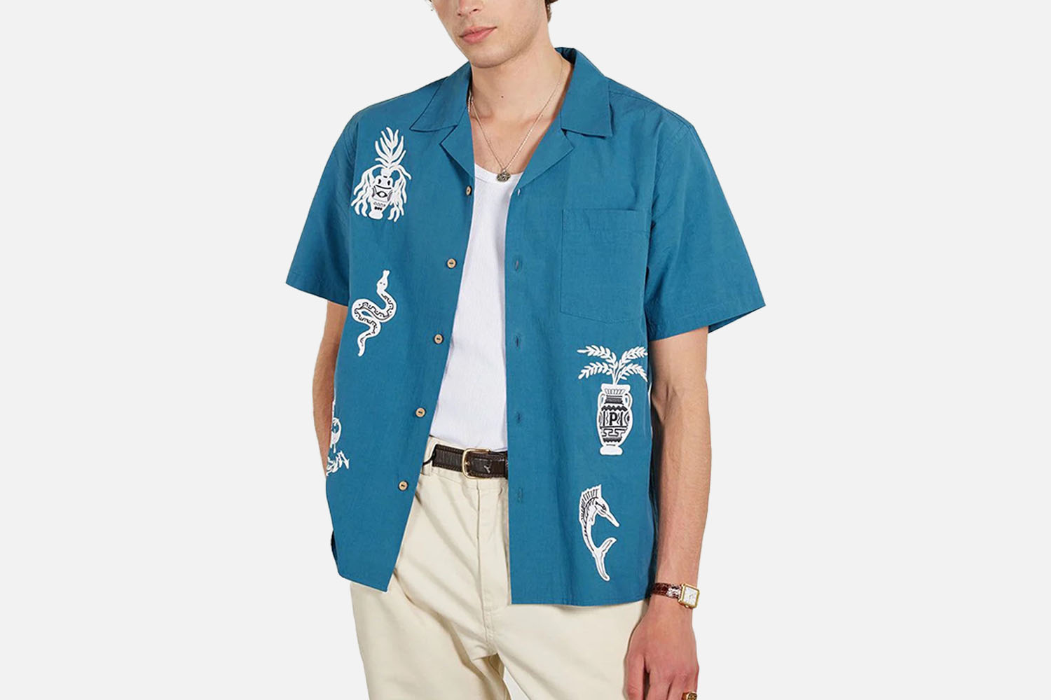 The "On Holiday" Offering: Percival Applique Tapestry Cuban Shirt