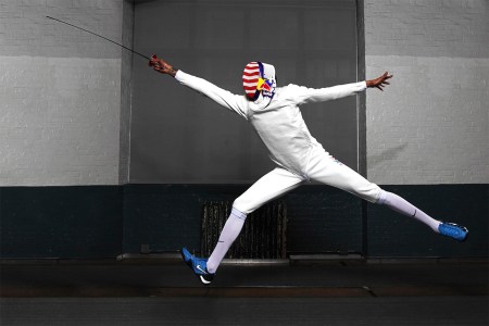 American fencer Miles Chamley-Watson practicing ahead of the 2024 Paris Olympics