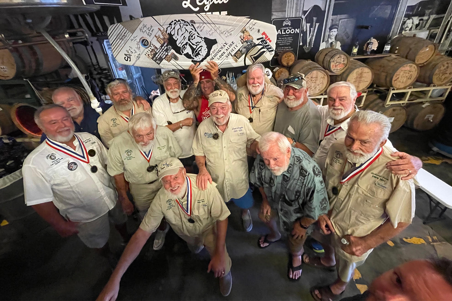 A group of men who look like Hemingway.