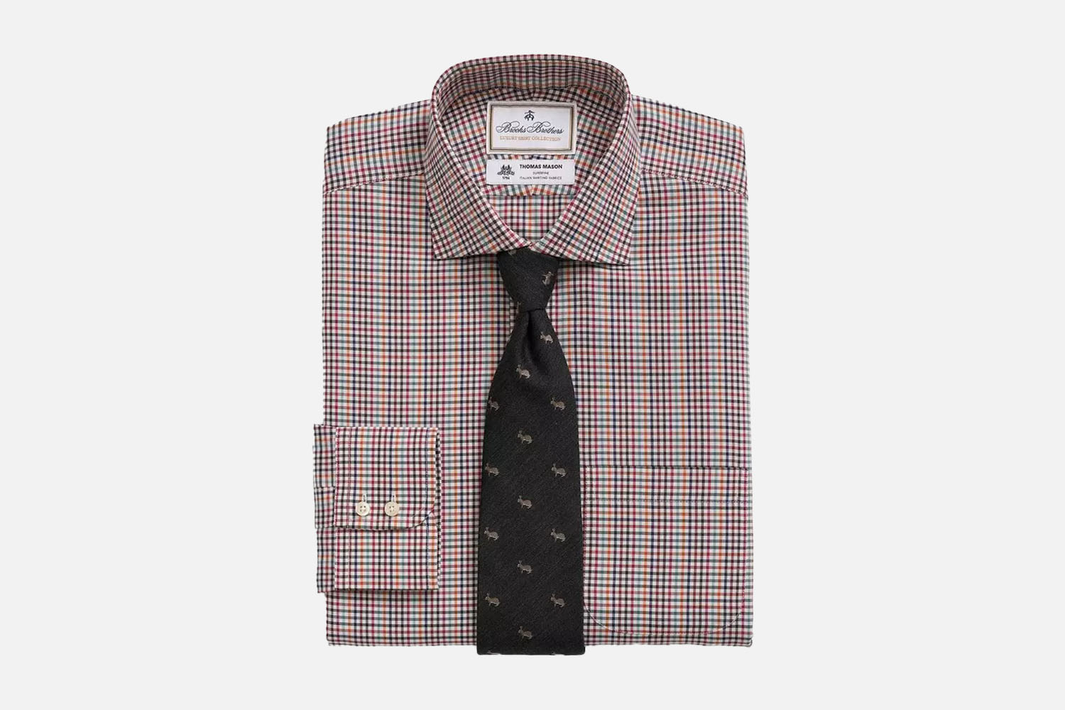 Brooks Brothers x Thomas Mason Cotton Twill Checked Dress Shirt