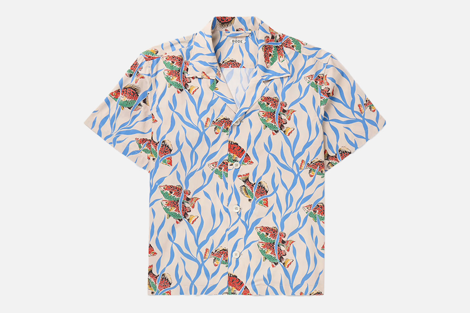 Bode Swimmers Camp-Collar Printed Cotton Shirt