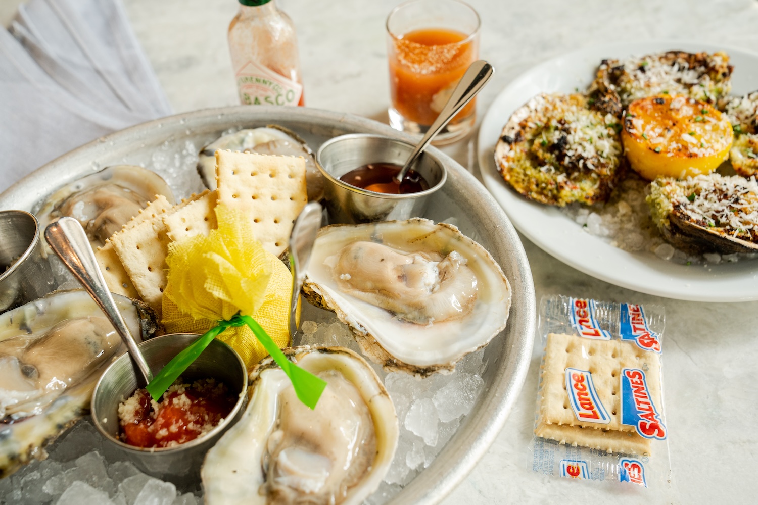 Drake Leonard's Eunice includes a raw bar stocked with fresh oysters