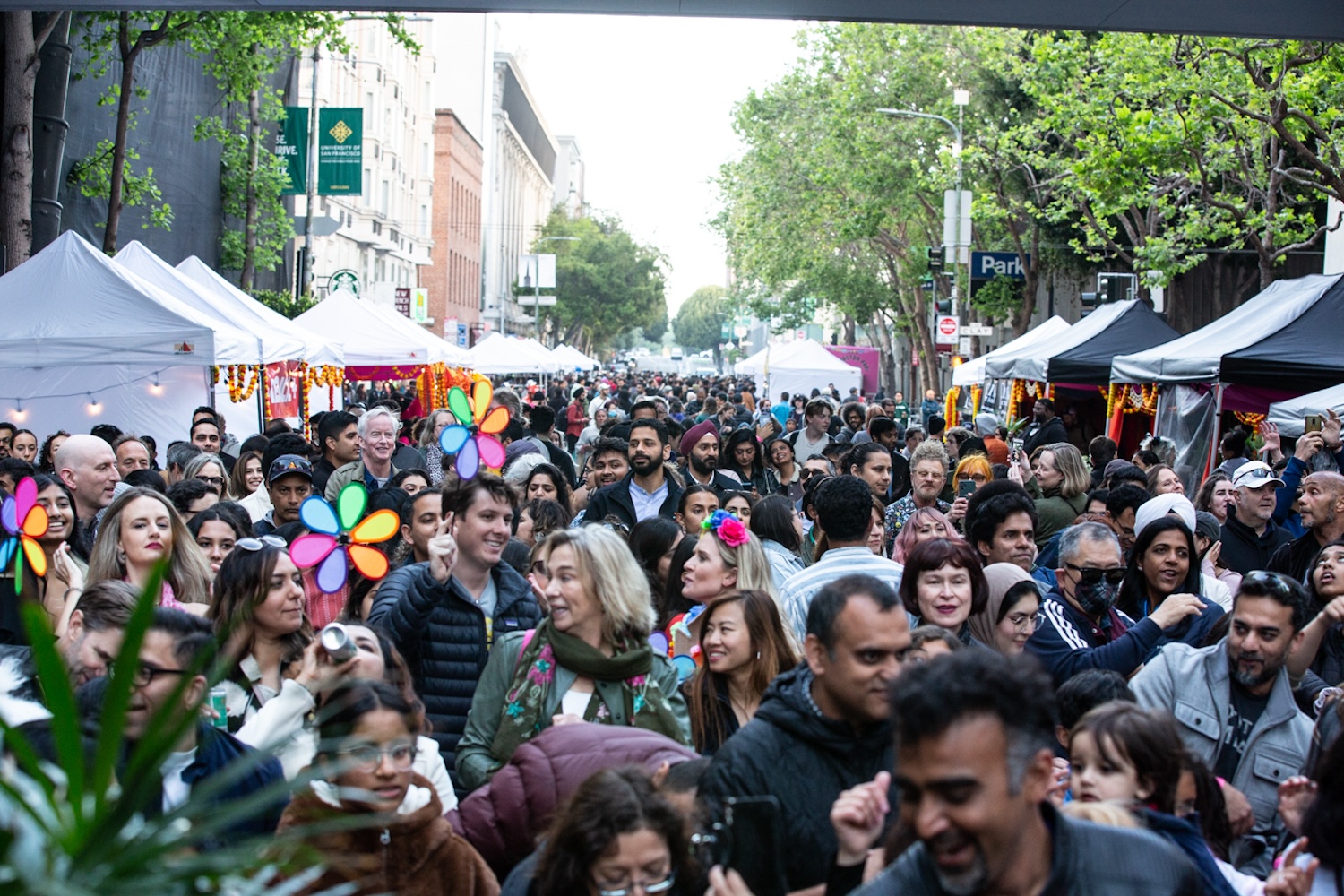 The packed streets of San Francisco's Financial District during May's Bhangra & Beats