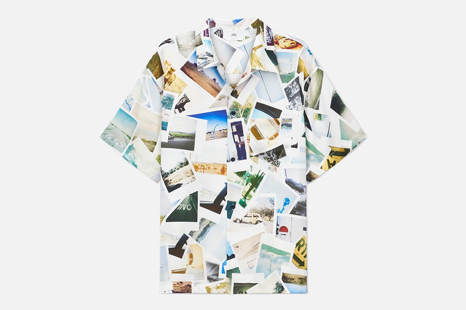 RTA Silk Short Sleeve Photo Collage Shirt