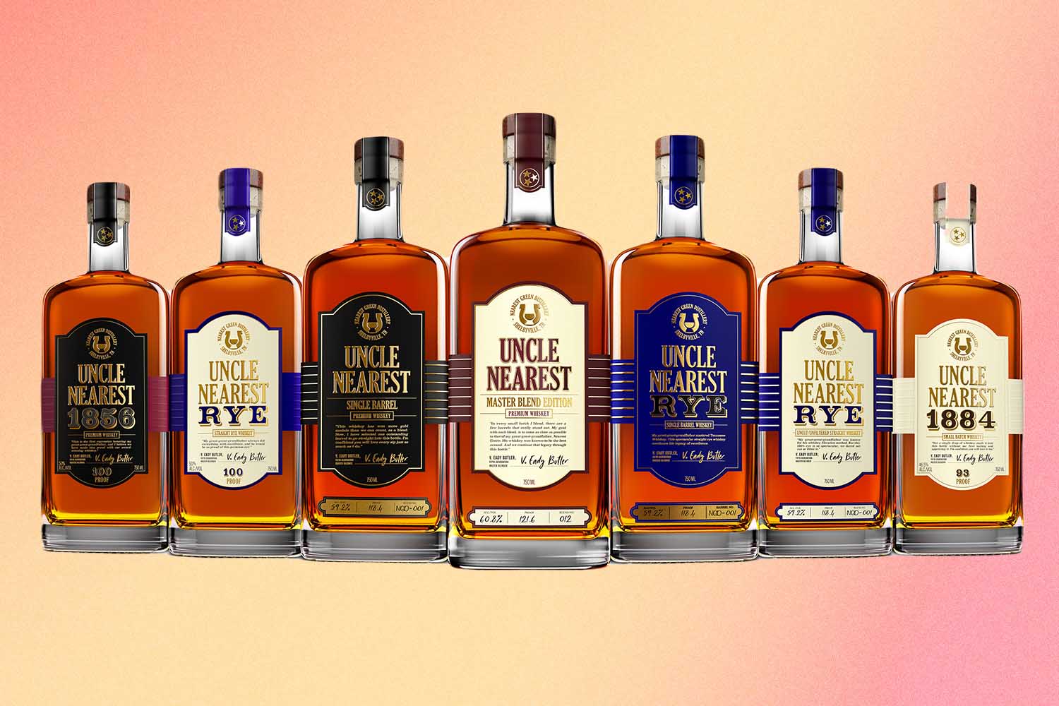 The award-winning Uncle Nearest whiskey lineup