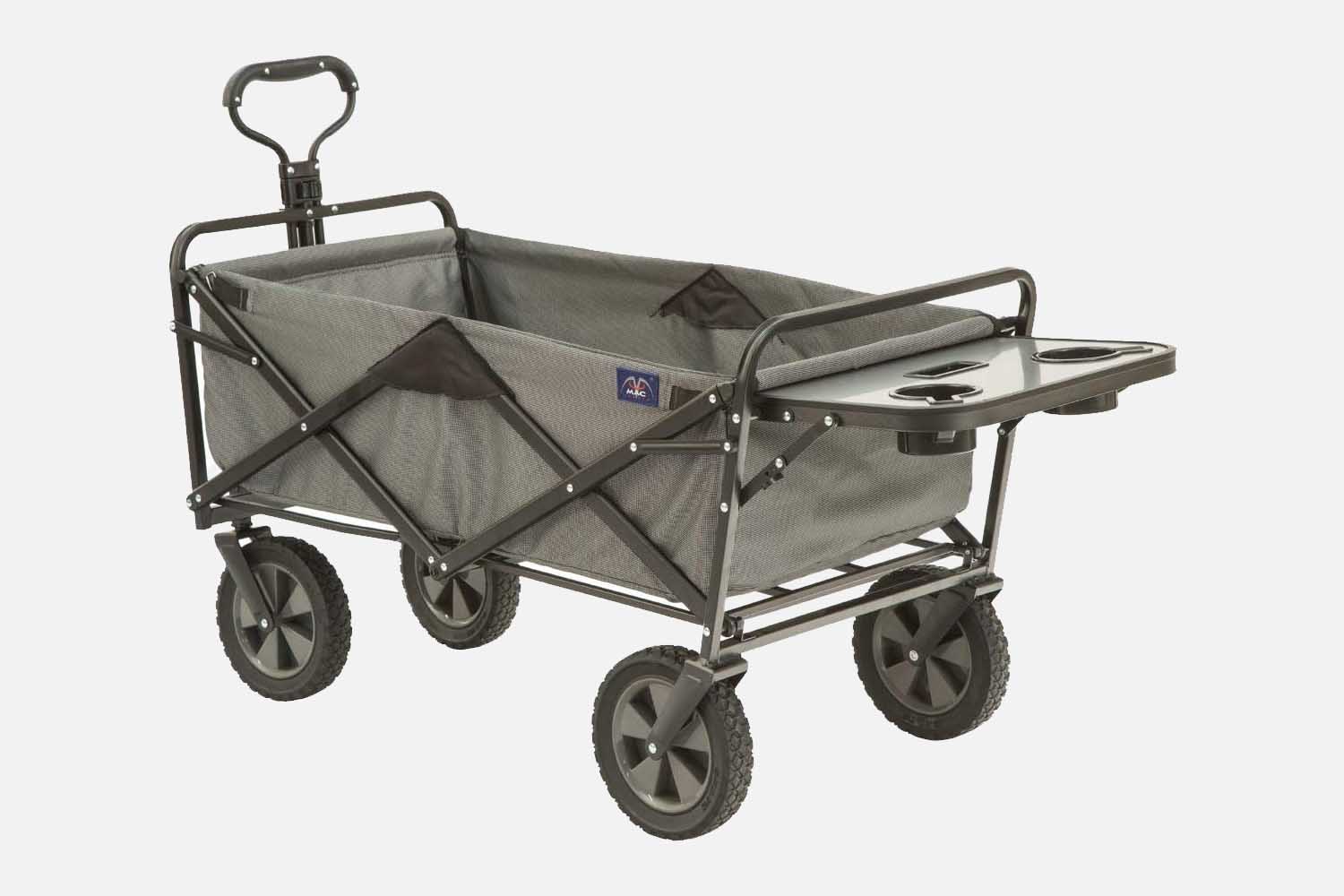 MacSports Collapsible Outdoor Utility Wagon with Folding Table and Drink Holders