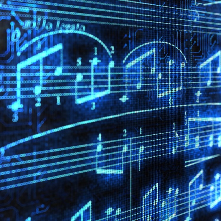 An illustration of music being composed by a computer. Three major record labels are suing two AI companies over copyright infringement.