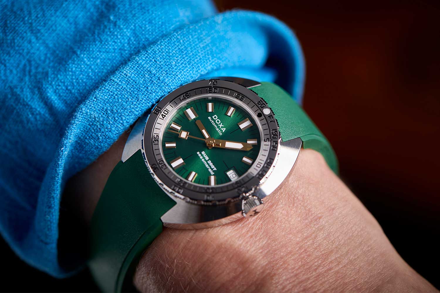 Doxa dive watch in a new Sea Emerald green color