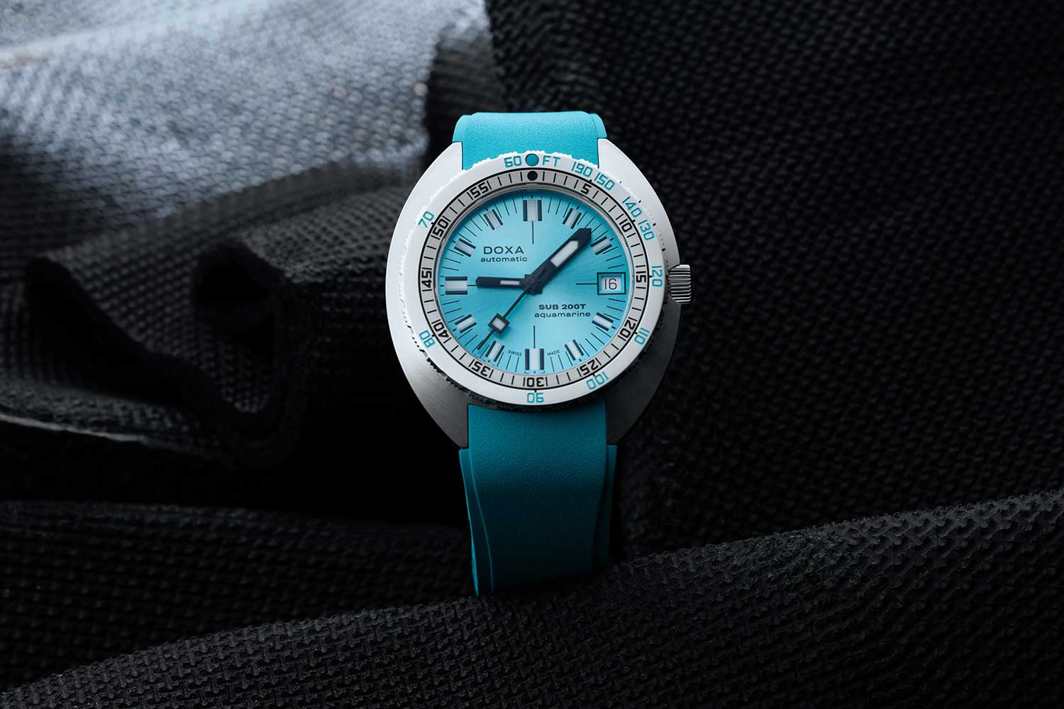 Doxa Sub 200T watch in aquamarine blue