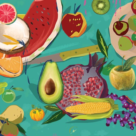 An abstract illustration of healthy fruits and vegetables