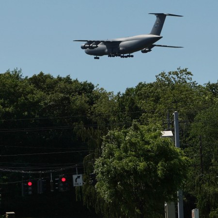 Plane landing at Stewart Airport