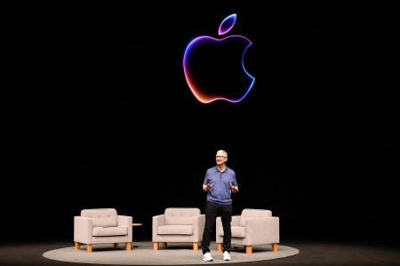 Apple CEO Tim Cook speaking at the Worldwide Developers Conference (WWDC) on June 10 in Cupertino, California.