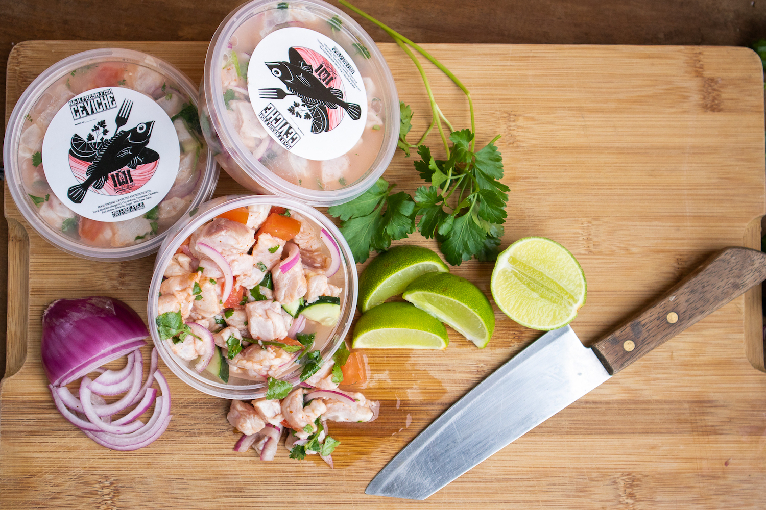 H&H's Ceviche, prepared with fish caught hook-and-line near Santa Cruz