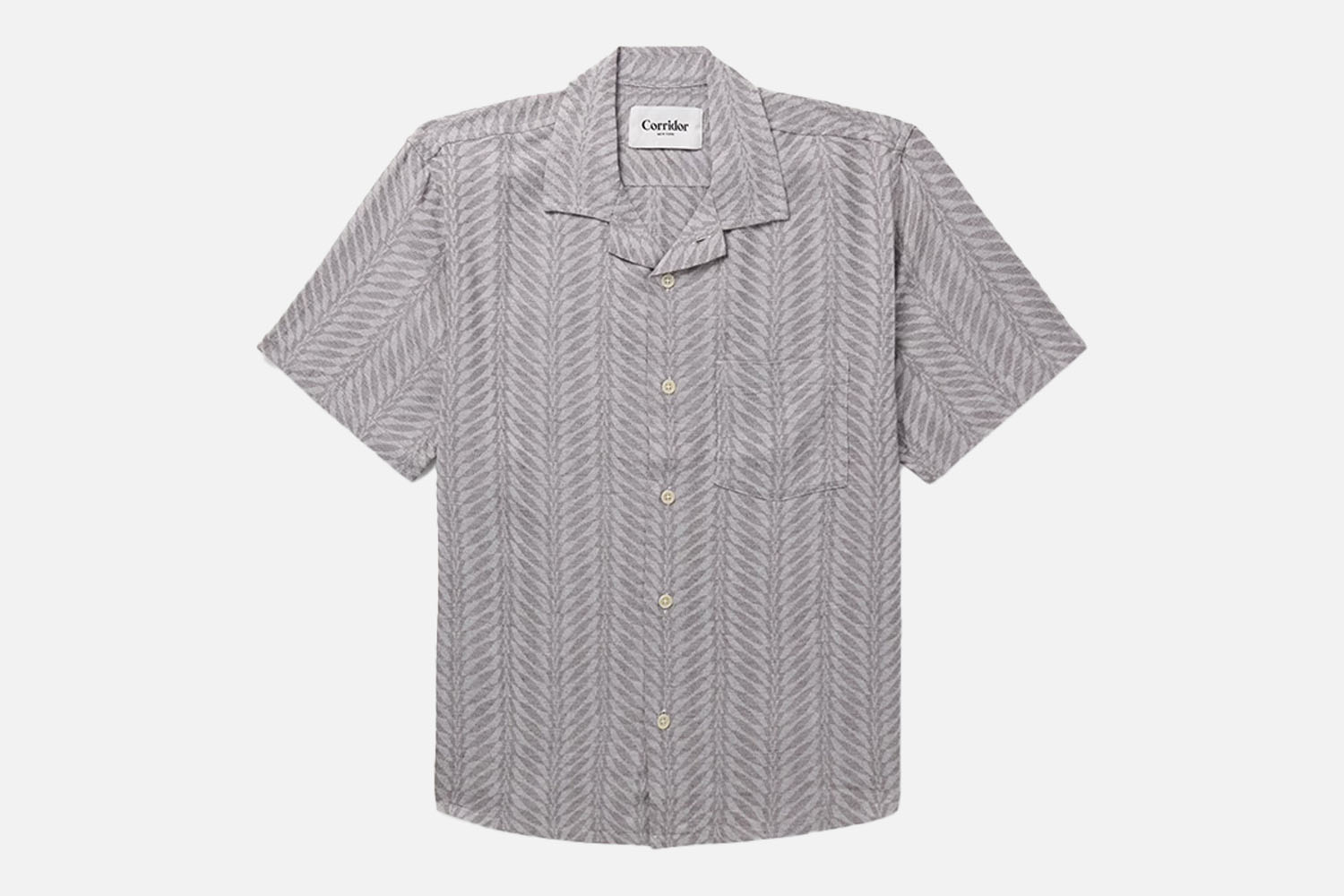 Corridor Cumberland Camp-Collar Cotton-Blend Jacquard Shirt