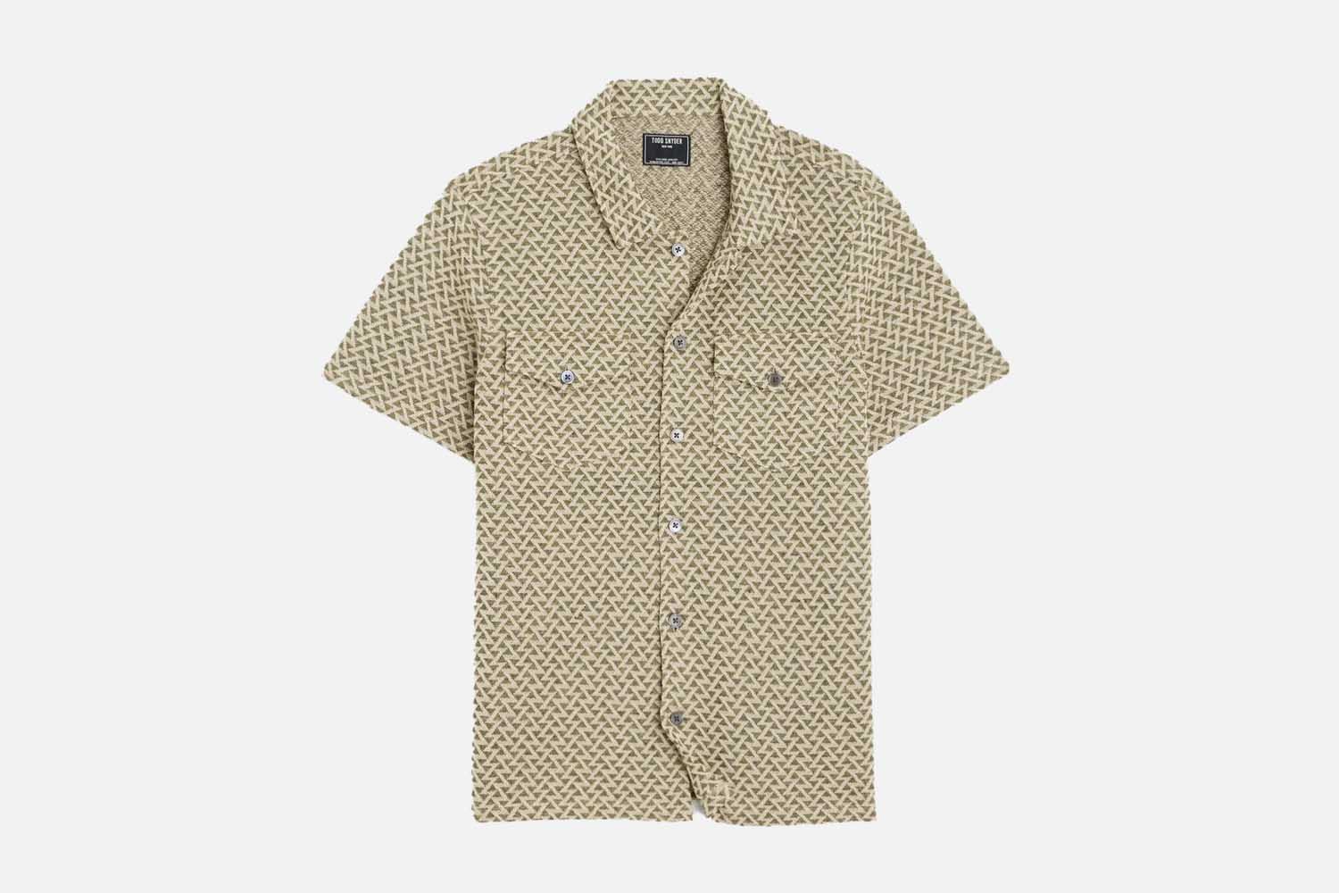 Todd Snyder Knit Jacquard Polo Shirt in Faded Surplus