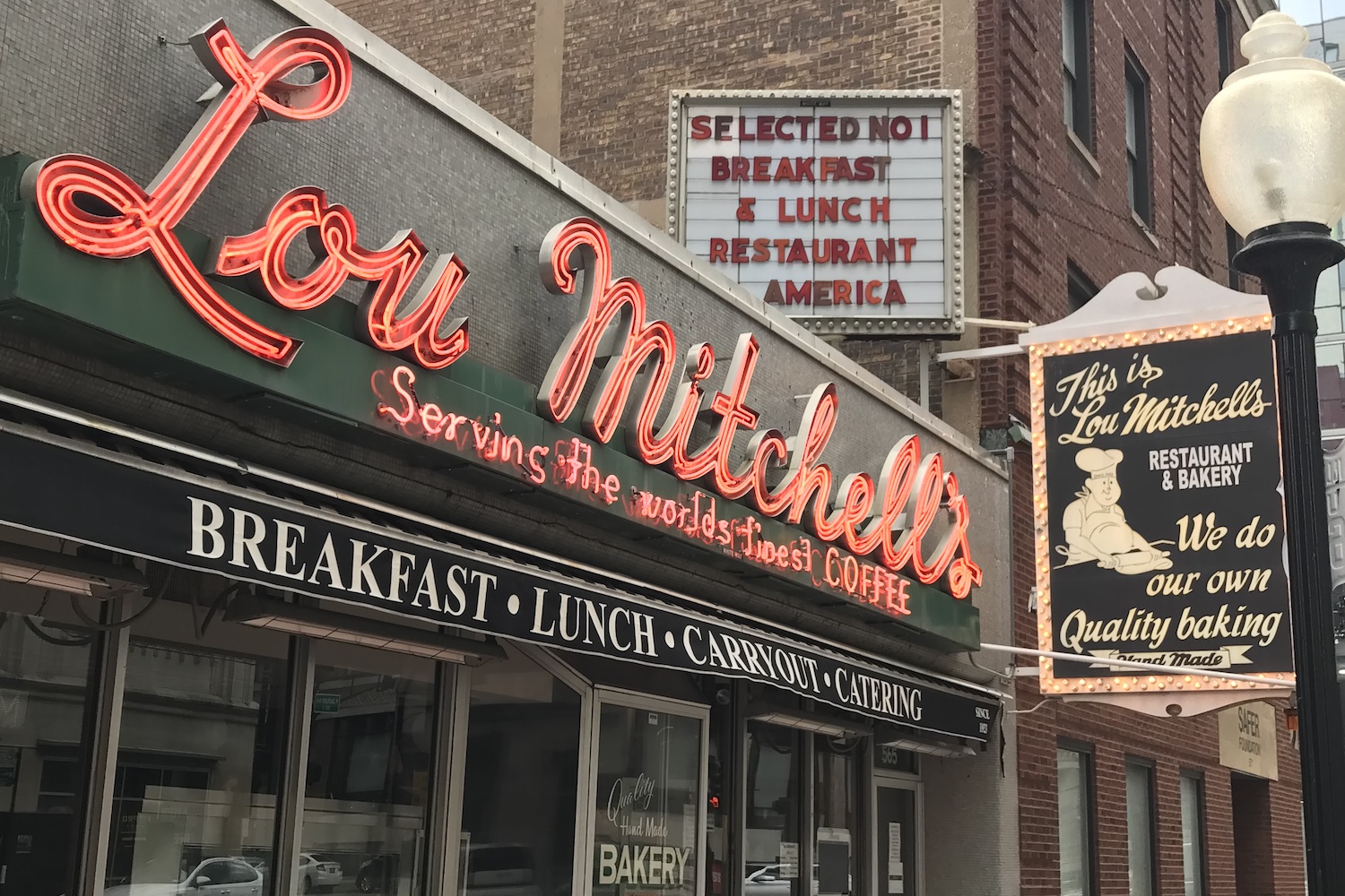 Lou Mitchell’s is famous for its hearty pancake portions and enormous omelets