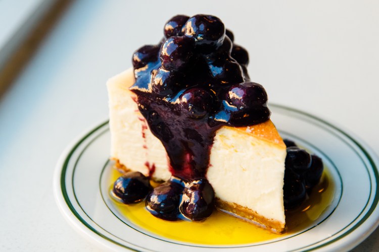 Agi's Counter Chef, Jeremy Salamon’s cheesecake topped with a blueberry coriander compote