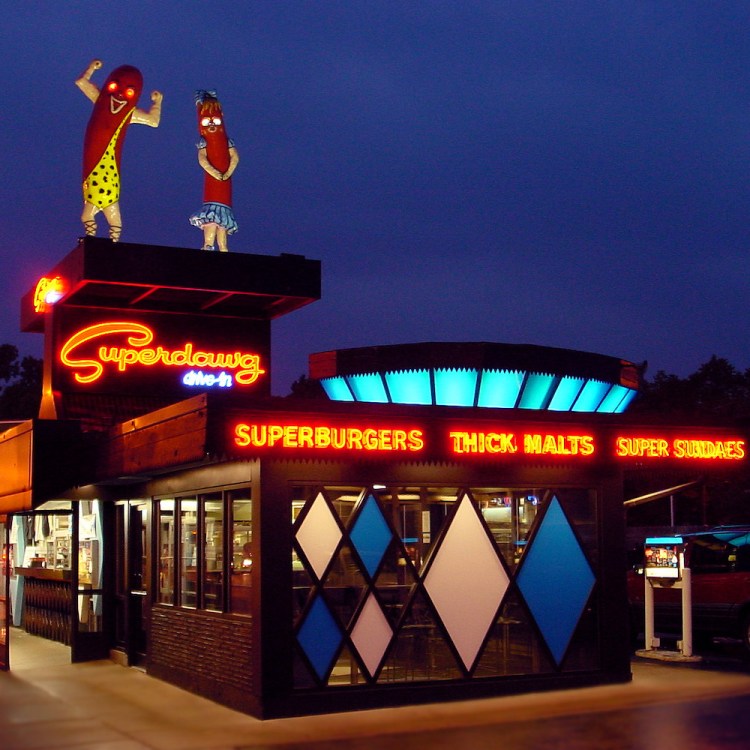 Be not afraid - hot dog statues, Flaurie and Maurie, are the guardian deities of Superdawg