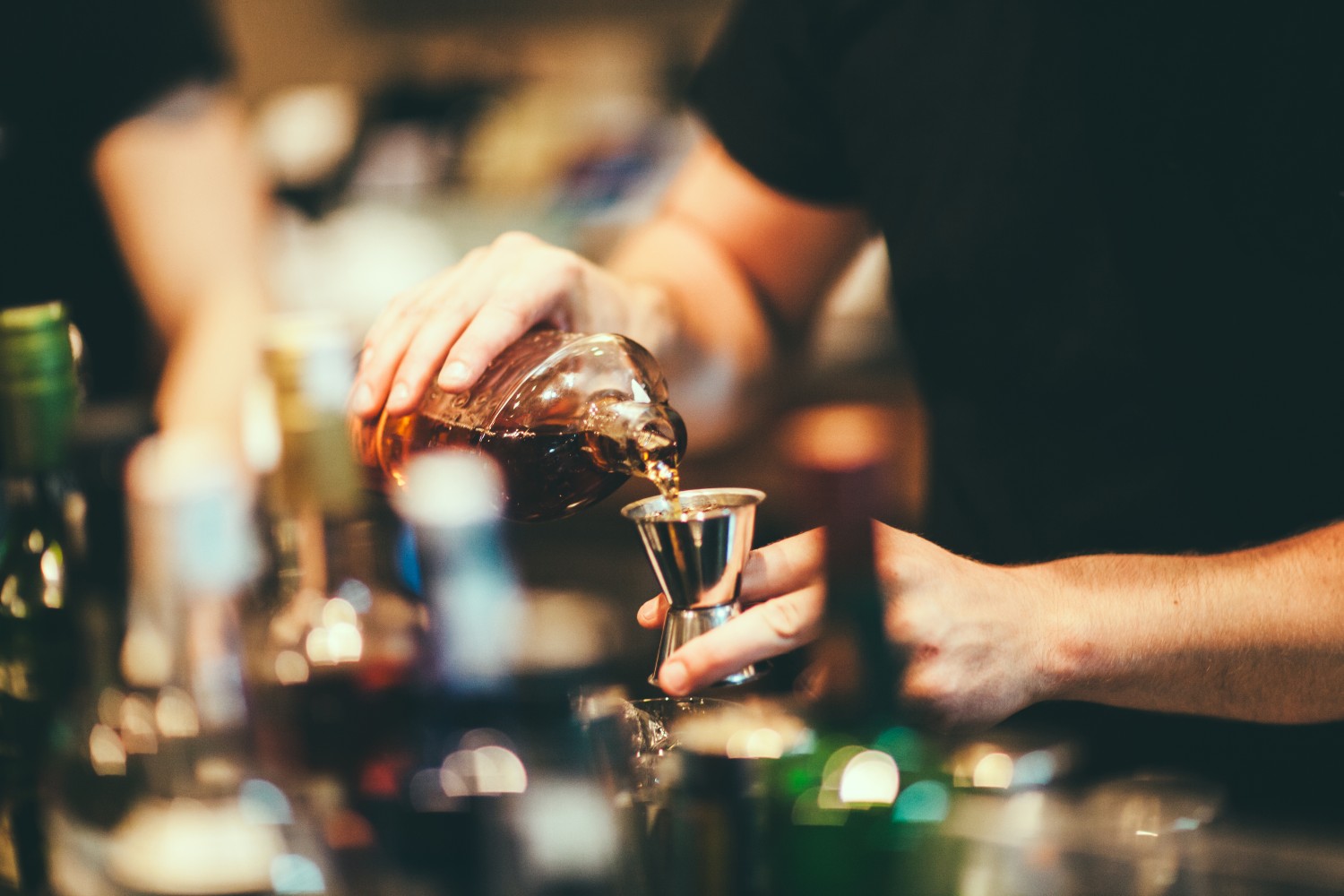 Bartender making drinks